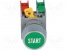 Switch: push-button; 1-position; NC + NO; 3A/230VAC; 22mm; green