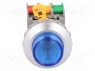 Switch: push-button; 1-position; NC + NO; 30mm; blue; IP65; &Oslash;30mm