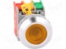 Switch: push-button; 1-position; NC + NO; 30mm; yellow; IP65; &Oslash;30mm