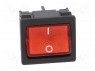 ROCKER; DPST; Положения: 2; OFF-ON; 6A/250ВAC; красный; IP40; LED