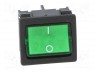 ROCKER; DPST; Положения: 2; OFF-ON; 6A/250ВAC; зеленый; IP40; LED