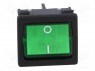 ROCKER; DPST; Положения: 2; OFF-ON; 10A/250ВAC; зеленый; IP40