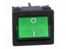 ROCKER; DPST; Положения: 2; OFF-ON; 12A/250ВAC; зеленый; IP40