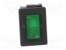 ROCKER; DPST; Положения: 2; OFF-ON; 12A/250ВAC; зеленый; IP40; LED