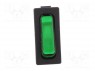 ROCKER; SPST; Положения: 2; OFF-ON; 20A/250ВAC; зеленый; IP40