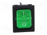 ROCKER; DPST; Положения: 2; OFF-ON; 20A/250ВAC; зеленый; IP40