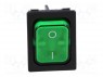 ROCKER; DPST; Положения: 2; OFF-ON; 20A/250ВAC; зеленый; IP40