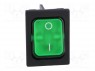 ROCKER; DPST; Положения: 2; OFF-ON; 10A/400ВAC; зеленый; IP40