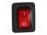 ROCKER; DPST; Положения: 2; OFF-ON; 20A/250ВAC; красный; 100мОм