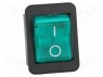 ROCKER; DPST; Положения: 2; OFF-ON; 16A/250ВAC; зеленый; Серия: 1350