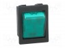 ROCKER; DPST; Положения: 2; OFF-ON; 16A/250ВAC; зеленый; Серия: 1350