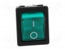 ROCKER; DPST; Положения: 2; OFF-ON; 16A/250ВAC; зеленый; Серия: 1350