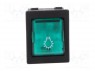ROCKER; DPST; Положения: 2; OFF-ON; 16A/250ВAC; зеленый; Серия: 1550