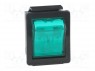 ROCKER; DPST; Положения: 2; OFF-ON; 16A/250ВAC; зеленый; Серия: 1550
