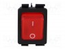 ROCKER; DPST; Положения: 2; OFF-ON; 16A/250ВAC; 20A/28ВDC; красный