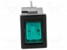 ROCKER; DPST; Положения: 2; OFF-ON; 10A/250ВAC; 10A/28ВDC; зеленый