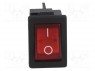 ROCKER; DPST; Положения: 2; OFF-ON; 10A/250ВAC; 10A/28ВDC; красный