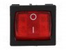 ROCKER; DPST; Положения: 2; OFF-ON; 10A/250ВAC; 10A/28ВDC; красный