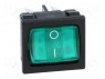 ROCKER; DPST; Положения: 2; OFF-ON; 10A/250ВAC; 10A/28ВDC; зеленый