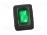 ROCKER; SPST; Положения: 2; OFF-ON; 16A/250ВAC; зеленый; IP65; 50мОм