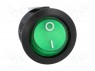 ROCKER; SPST; Положения: 2; OFF-ON; 10A/250ВAC; зеленый; 50мОм