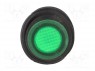 ROCKER; SPST; Положения: 2; OFF-ON; 10A/24ВDC; зеленый; IP65; 50мОм