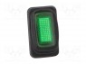 ROCKER; SPST; Положения: 2; OFF-ON; 16A/12ВDC; зеленый; IP65; 50мОм