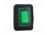 ROCKER; SPST; Положения: 2; OFF-ON; 16A/12ВDC; зеленый; IP65; 50мОм