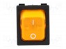 ROCKER; DPST; Положения: 2; OFF-ON; 10A/250ВAC; желтый; 50мОм