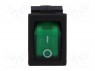 ROCKER; SPST; Положения: 2; OFF-ON; 3A/250ВAC; зеленый; 35мОм