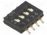 Переключатель: DIP-SWITCH; Кол-во секций: 4; ON-OFF; 0,025A/24ВDC