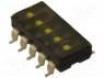 Переключатель: DIP-SWITCH; Кол-во секций: 5; ON-OFF; 0,025A/24ВDC