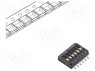 Переключатель: DIP-SWITCH; Кол-во секций: 6; OFF-ON; 0,025A/24ВDC