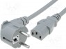 Кабель; угловая вилка CEE 7/7 (E/F),IEC C13 "мама"; 3м; серый