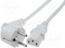Кабель; угловая вилка CEE 7/7 (E/F),IEC C13 "мама"; 3м; белый