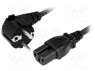 Кабель; угловая вилка CEE 7/7 (E/F),IEC C15 "мама"; 3м; черный