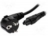 Кабель; угловая вилка CEE 7/7 (E/F),IEC C5 "мама"; 1,8м; черный
